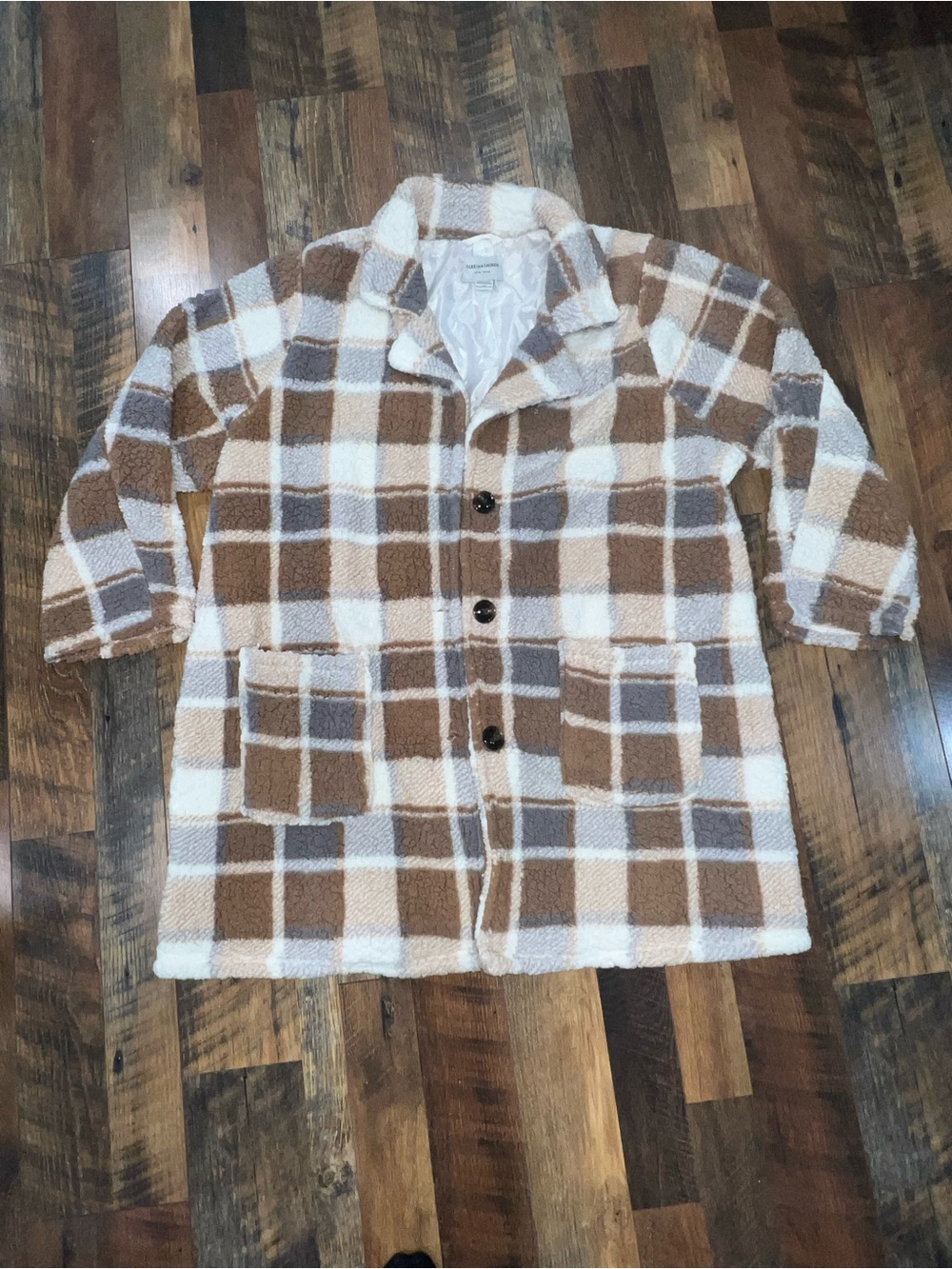 Cozy Plaid Shacket Jacket in Brown & Cream